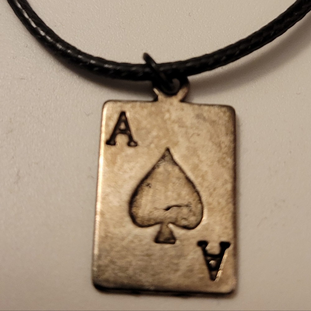 Ace Spade with black cord necklace, lobster clasp, 18" - Picture 6 of 7